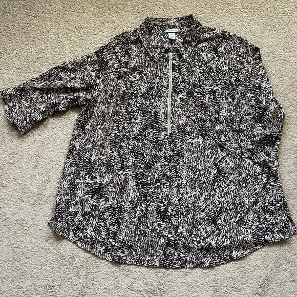 Catherines Plus Size 2X/22W/24W Zip Brown Animal Print Lightweight Airy Tunic - Picture 1 of 9